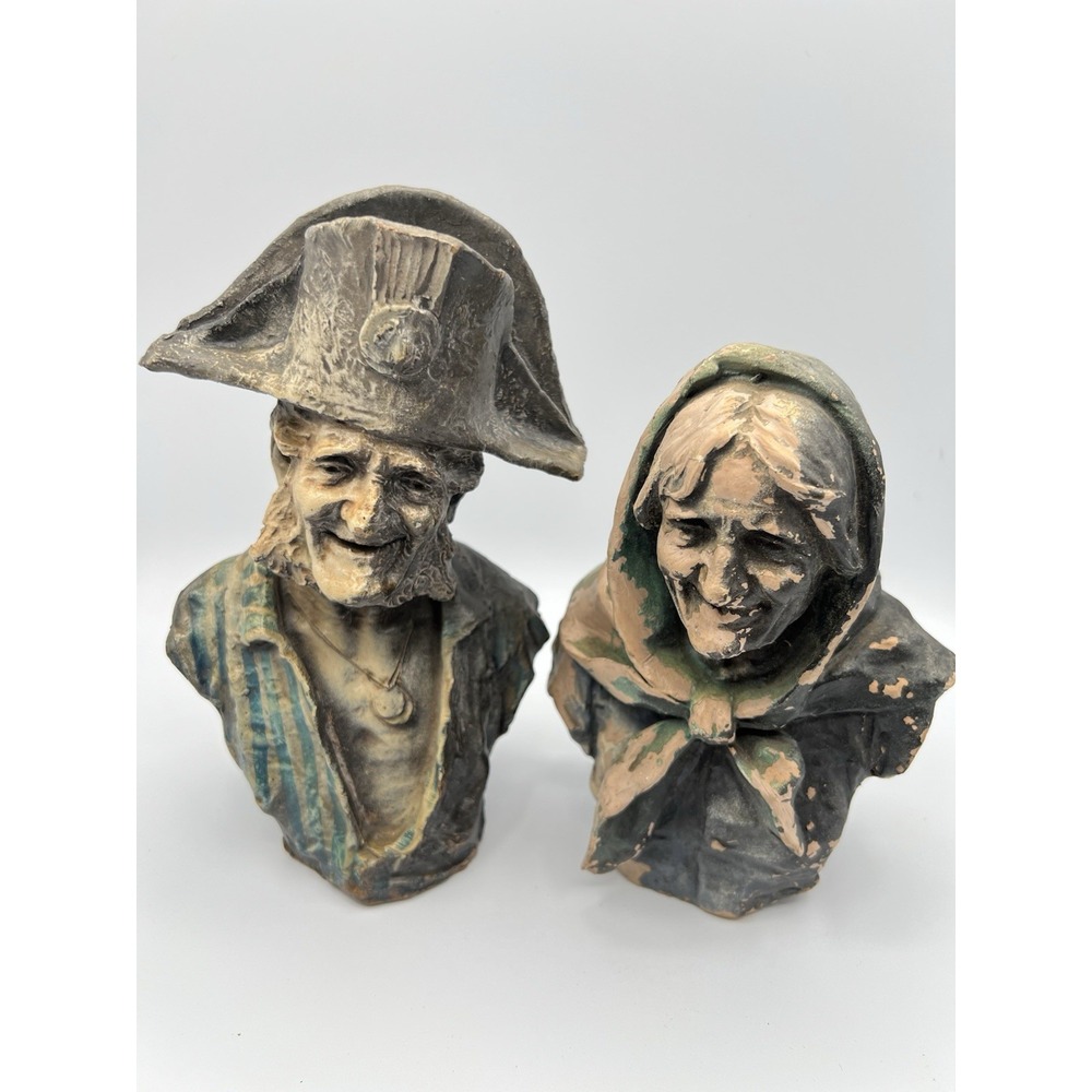 Lot‎ 2 Vintage PIRATE Buccaneer Lady Ceramic Decorative Statues Maiden Jug Faces